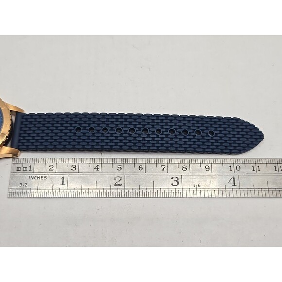 Fossil FB-01 Womens Rose Gold Blue Dial Navy Silicone Quartz Watch New Battery - Picture 8 of 10